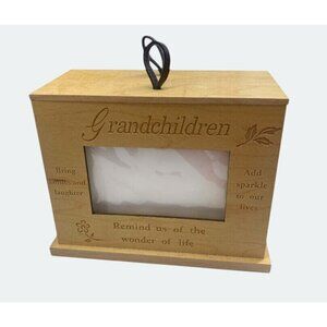Wooden Grandchildren Picture Album Storage Box Frame Engraved Sentiments